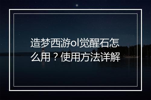 造梦西游ol觉醒石怎么用？使用方法详解