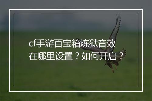 cf手游百宝箱炼狱音效在哪里设置?如何开启?