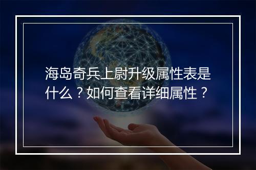 海岛奇兵上尉升级属性表是什么?如何查看详细属性?