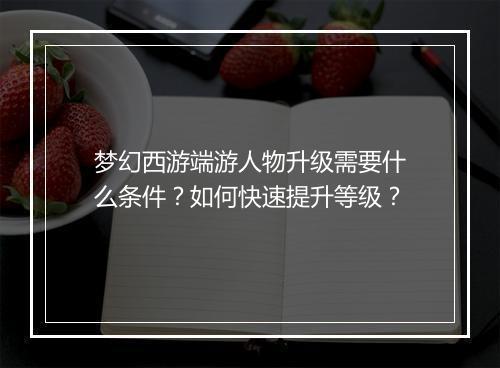 梦幻西游端游人物升级需要什么条件?如何快速提升等级?
