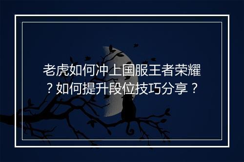 老虎如何冲上国服王者荣耀?如何提升段位技巧分享?
