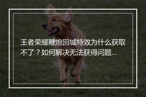 王者荣耀鞭炮回城特效为什么获取不了?如何解决无法获得问题?