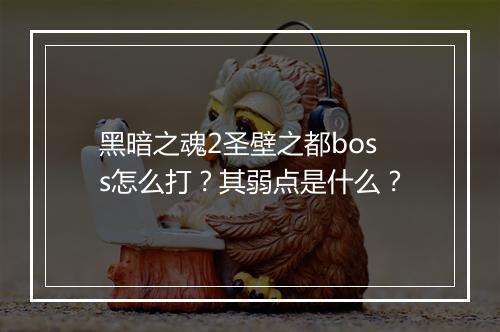 黑暗之魂2圣壁之都boss怎么打？其弱点是什么？