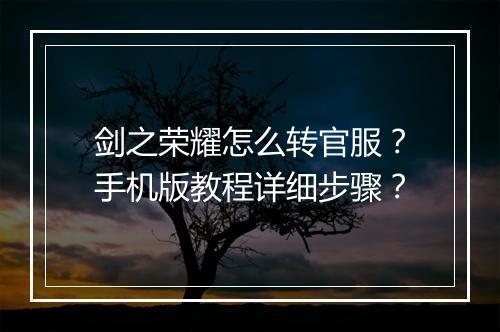剑之荣耀怎么转官服?手机版教程详细步骤?