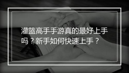 灌篮高手手游真的最好上手吗？新手如何快速上手？