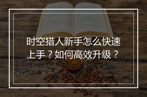 时空猎人新手怎么快速上手?如何高效升级?
