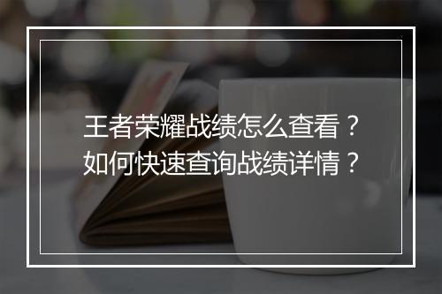 王者荣耀战绩怎么查看?如何快速查询战绩详情?