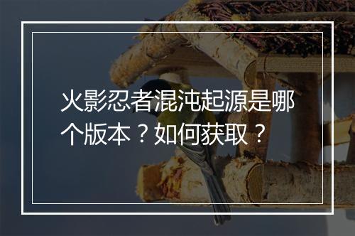 火影忍者混沌起源是哪个版本?如何获取?