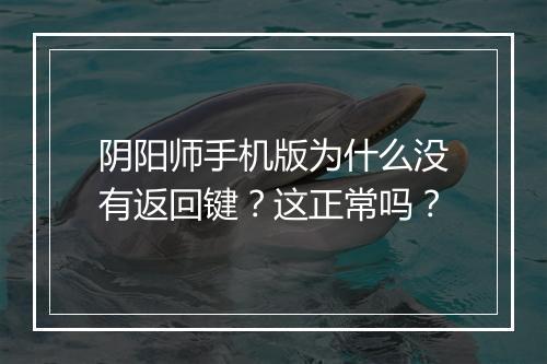 阴阳师手机版为什么没有返回键?这正常吗?