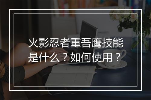 火影忍者重吾鹰技能是什么?如何使用?