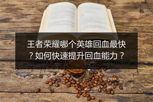 王者荣耀哪个英雄回血最快?如何快速提升回血能力?
