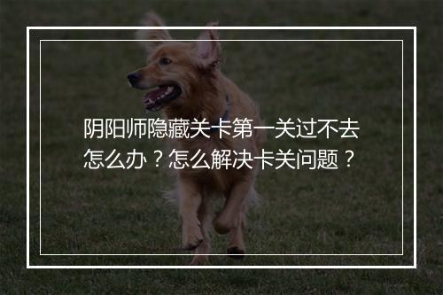 阴阳师隐藏关卡第一关过不去怎么办?怎么解决卡关问题?