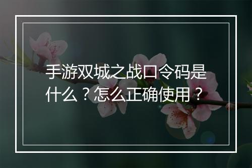 手游双城之战口令码是什么?怎么正确使用?