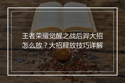 王者荣耀觉醒之战后羿大招怎么放？大招释放技巧详解