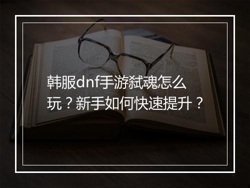 韩服dnf手游弑魂怎么玩?新手如何快速提升?