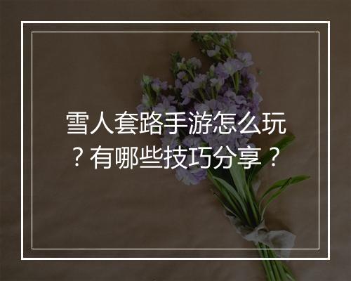 雪人套路手游怎么玩?有哪些技巧分享?