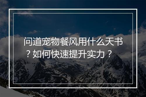 问道宠物餐风用什么天书？如何快速提升实力？