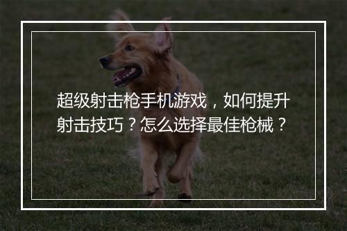 超级射击枪手机游戏,如何提升射击技巧?怎么选择最佳枪械?