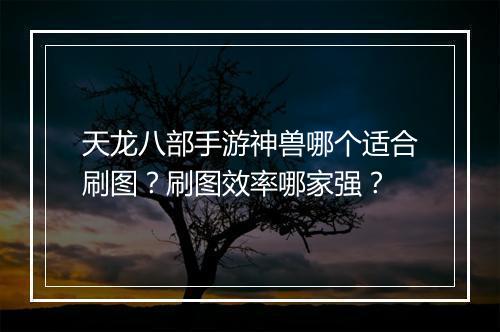 天龙八部手游神兽哪个适合刷图?刷图效率哪家强?