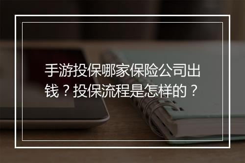 手游投保哪家保险公司出钱?投保流程是怎样的?