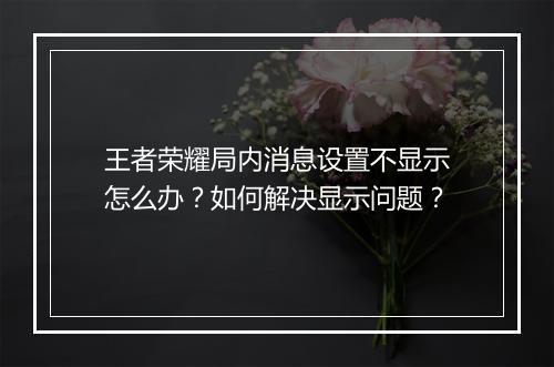王者荣耀局内消息设置不显示怎么办?如何解决显示问题?