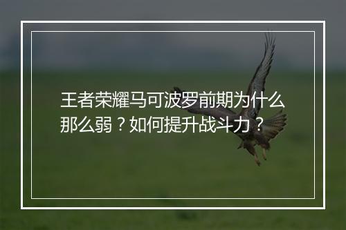 王者荣耀马可波罗前期为什么那么弱?如何提升战斗力?