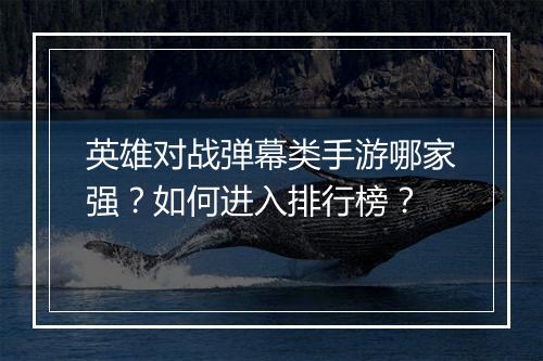 英雄对战弹幕类手游哪家强?如何进入排行榜?