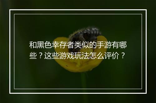和黑色幸存者类似的手游有哪些?这些游戏玩法怎么评价?