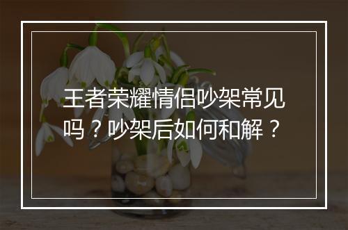 王者荣耀情侣吵架常见吗?吵架后如何和解?