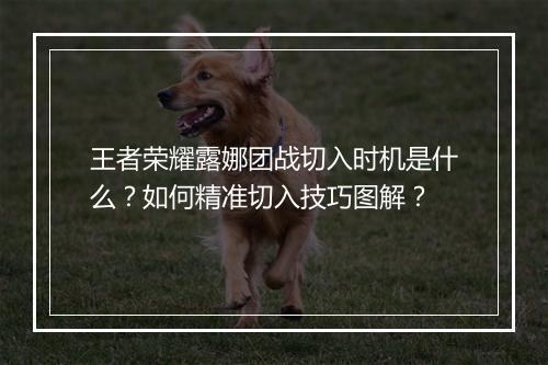 王者荣耀露娜团战切入时机是什么?如何精准切入技巧图解?