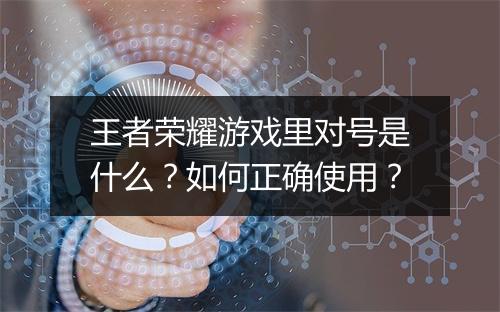 王者荣耀游戏里对号是什么?如何正确使用?