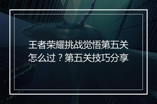 王者荣耀挑战觉悟第五关怎么过?第五关技巧分享