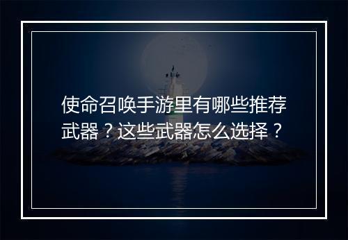 使命召唤手游里有哪些推荐武器?这些武器怎么选择?