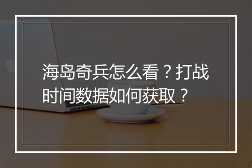 海岛奇兵怎么看?打战时间数据如何获取?