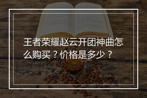 王者荣耀赵云开团神曲怎么购买?价格是多少?