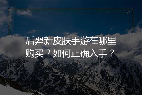 后羿新皮肤手游在哪里购买?如何正确入手?
