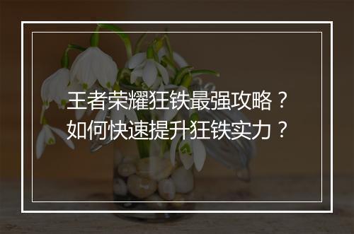 王者荣耀狂铁最强攻略?如何快速提升狂铁实力?