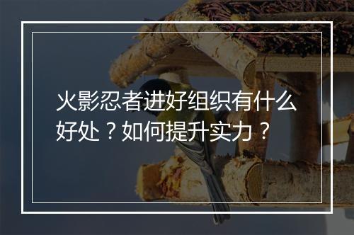火影忍者进好组织有什么好处?如何提升实力?