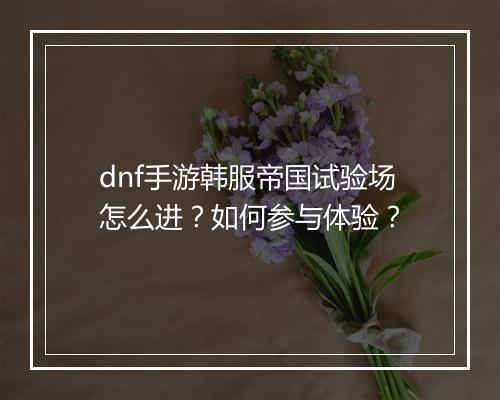 dnf手游韩服帝国试验场怎么进?如何参与体验?