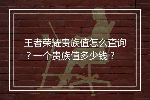 王者荣耀贵族值怎么查询？一个贵族值多少钱？
