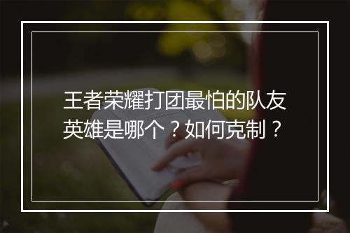 王者荣耀打团最怕的队友英雄是哪个？如何克制？