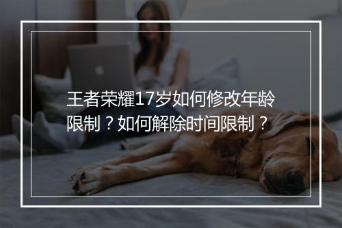 王者荣耀17岁如何修改年龄限制?如何解除时间限制?