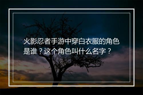 火影忍者手游中穿白衣服的角色是谁？这个角色叫什么名字？
