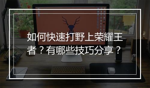 如何快速打野上荣耀王者?有哪些技巧分享?