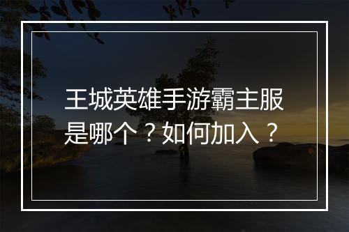 王城英雄手游霸主服是哪个?如何加入?