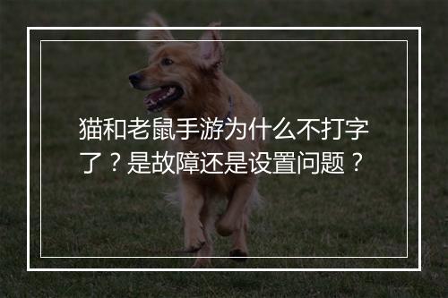 猫和老鼠手游为什么不打字了?是故障还是设置问题?
