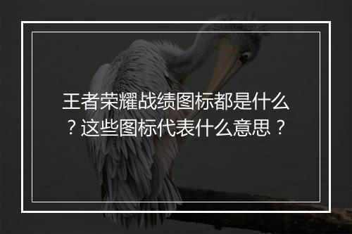 王者荣耀战绩图标都是什么?这些图标代表什么意思?