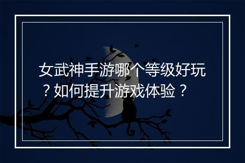 女武神手游哪个等级好玩?如何提升游戏体验?