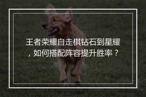 王者荣耀自走棋钻石到星耀,如何搭配阵容提升胜率?