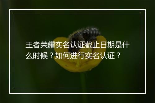 王者荣耀实名认证截止日期是什么时候?如何进行实名认证?